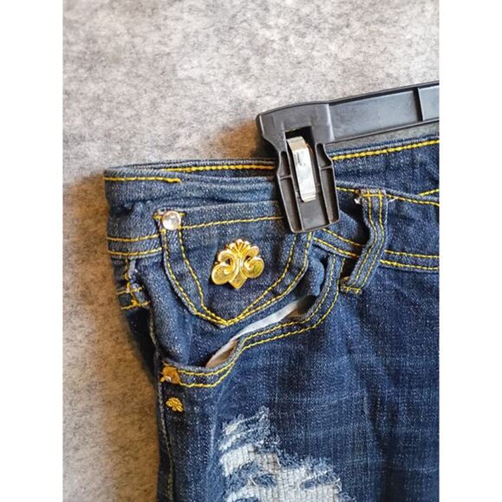 Dereon Womens Size 13/14 Distressed Stretch Skinny Blue Denim Jeans Grunge - Picture 7 of 16